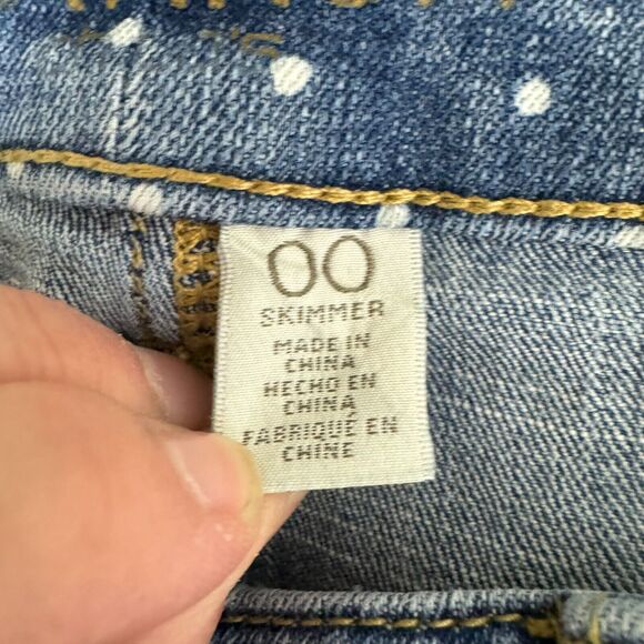 Chicos Plantium Jeans Womens XS Medium Blue White Polka Dot Skimmer Stretch - Picture 4 of 11